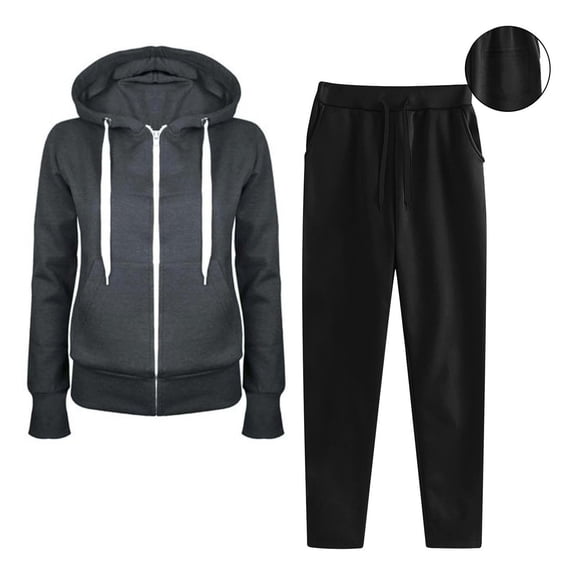 Timegard Womens Sweatsuit 2 Piece Zip up Sweatshirts with Hood Joggers Pants Loose Workout Running Outfits
