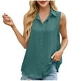 thumbnail image 1 of Timegard Womens Tank Top Button up Shirts Sleeveless Lapel V Neck Loose Lightweight Casual Work Tee Summer, 1 of 8