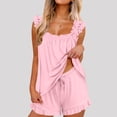 thumbnail image 1 of Womens Pajamas Set 2 Piece Ruffle Pjs Comfy Tank Tops and Shorts Sleepwear Casual Loose Comfy Summer Outfits, 1 of 7