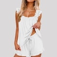thumbnail image 1 of Womens Pajamas Set 2 Piece Ruffle Pjs Comfy Tank Tops and Shorts Sleepwear Casual Loose Comfy Summer Outfits, 1 of 7