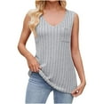 thumbnail image 1 of Timegard Womens Tank Top Ribbed V Neck Sleeveless Solid Color Comfy Fitting Casual Tee Shirts, 1 of 4