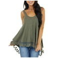 thumbnail image 1 of Timegard Womens Tank Top Scoop Neck Lace Ruffle Bottom Loose Comfy Casual Tunic Top Summer Fashion, 1 of 9