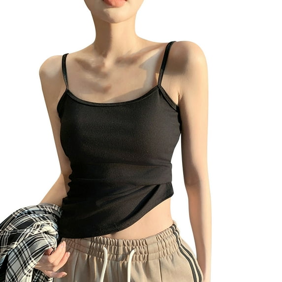 Timegard Womens Tank Top Scoop Neck Spaghetti Strap Solid Color Casual Slim Fitting Camis Tee Shirts