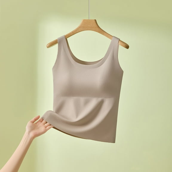 Timegard Womens Tank Tops Built in Bras Sleeveless Solid Color Basic Tee Breathable Loungewear Tops M-4XL