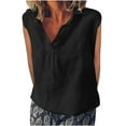 thumbnail image 1 of Timegard Womens Tank Tops Cotton Linen Sleeveless V Neck Tee Shirts Oversized Lightweight Blouses, 1 of 6