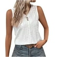 thumbnail image 1 of Timegard Womens Tank Tops Eyelet V Neck Button Slim Fitting Sleeveless Tops Casual Summer Beach Vacation, 1 of 5