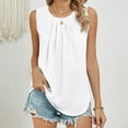 thumbnail image 1 of Timegard Womens Tank Tops Round Neck Ruched Sleeveless Loose Solid Color Tee Summer Work Travel Tops, 1 of 7