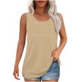 thumbnail image 1 of Timegard Womens Tank Tops Ruched Round Neck Comfy Blouse Sleeveless Solid Color Loose Tee Shirts Tops, 1 of 9