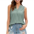 thumbnail image 1 of Timegard Womens Tank Tops Ruched V Neck Eyelet Comfy Tunic Top Dressy Casual Sleeveless Blouse Summer, 1 of 4