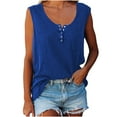 thumbnail image 1 of Timegard Womens Tank Tops Scoop Neck Button Sleeveless Summer Casual Loose Blouses Shirts Top with Pocket, 1 of 6