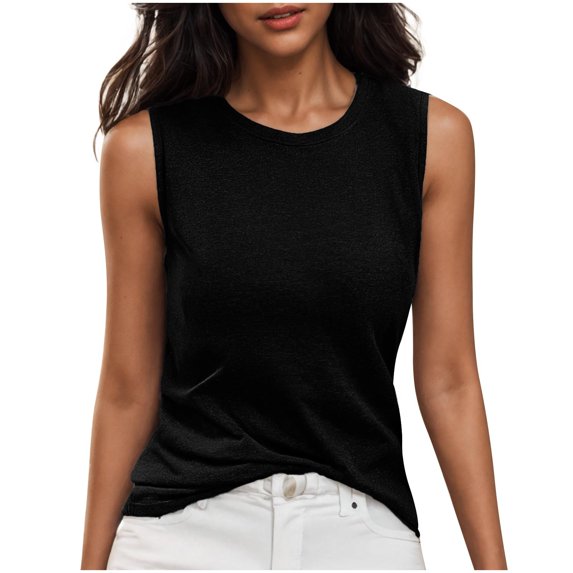 Timegard Womens Tank Tops Sleeveless Solid Color Comfy Crewneck Basic Tee Casual Fitting Shirts Summer