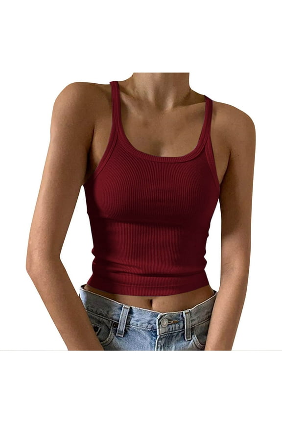 Womens Tank Tops Square Neck Ribbed Camis Slim Casual Workout Sleeveless Top Blouse Basic Tee