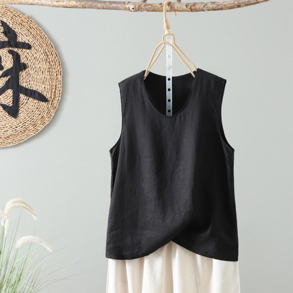 Timegard Womens Tank Tops V Neck Solid Color Side Split Sleeveless Lightweight Tee Shirts Casual Summer