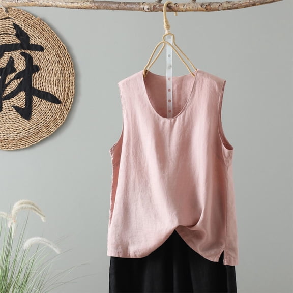 Timegard Womens Tank Tops V Neck Solid Color Side Split Sleeveless Lightweight Tee Shirts Casual Summer