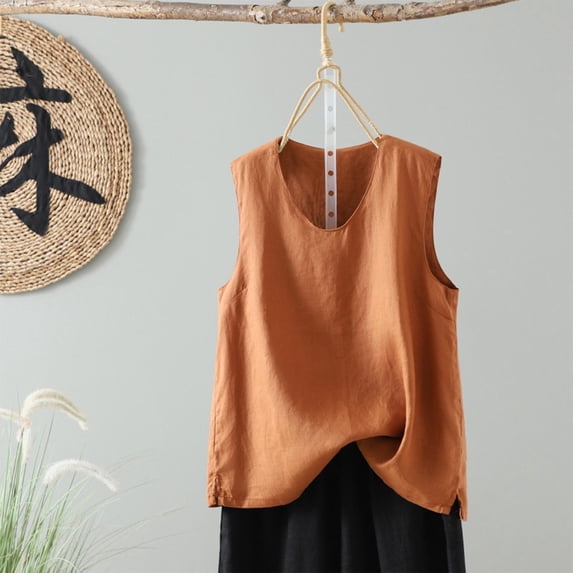 Timegard Womens Tank Tops V Neck Solid Color Side Split Sleeveless Lightweight Tee Shirts Casual Summer