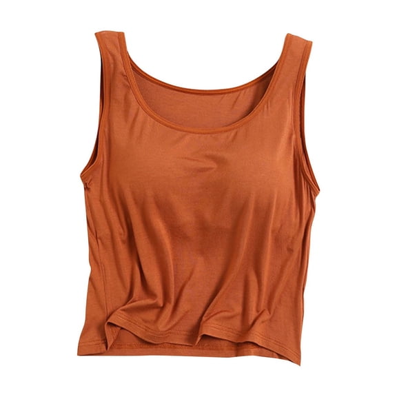 Timegard Womens Tank Tops with Built in Bra Camis Scoop Neck Sleeveless Crop Top Comfy Summer Homerwear