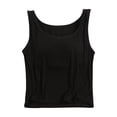thumbnail image 1 of Timegard Womens Tank Tops with Built in Bra Camis Scoop Neck Sleeveless Crop Top Comfy Summer Homerwear, 1 of 3