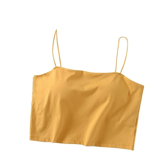 Timegard Womens Tank Tops with Built in Bras Cropped Spaghetti Strap Sleeveless Comfy Camis Basic Tee