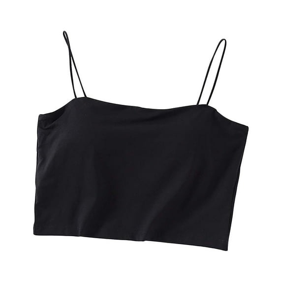 Timegard Womens Tank Tops with Built in Bras Cropped Spaghetti Strap Sleeveless Comfy Camis Basic Tee