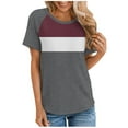 thumbnail image 1 of Timegard Womens Top Crewneck Drop Shoulder Short Sleeve Blouse Casual Comfy Color Block Tee Shirts Top, 1 of 5