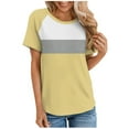 thumbnail image 1 of Timegard Womens Top Crewneck Drop Shoulder Short Sleeve Blouse Casual Comfy Color Block Tee Shirts Top, 1 of 5