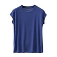 thumbnail image 1 of Timegard Womens Top Pajamas Crewneck Cap Sleeve Loose Soft Homewear Casual Solid Color Thin Tee Shirts, 1 of 9