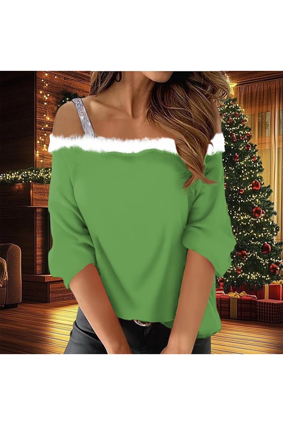 Womens Tops Clod Shoulder 3/4 Sleeve Casual Loose Comfy Blouse Tops Fall Winter Fashion Clothes