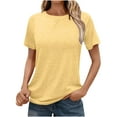 thumbnail image 1 of Timegard Womens Tops Crew Neck Short Sleeve Solid Color Shirts Casual Comfy Tunic Tops Summer Basic Tee, 1 of 8