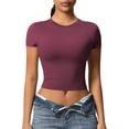 thumbnail image 1 of Timegard Womens Tops Cropped Workout Top Quick Dry Short Sleeve Running Gym Tee Shirts Solid Color, 1 of 8