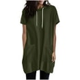 thumbnail image 1 of Timegard Womens Tops Drawstring Hoodies Short Sleeve Comfy Solid Color Pullover Tops with Pockets, 1 of 7