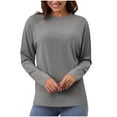 thumbnail image 1 of Timegard Womens Tops Drop Shoulder Long Sleeve Blouse Fall Casual Comfy Workout Shirts Tops Basic Tee, 1 of 6