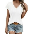 thumbnail image 1 of Timegard Womens Tops Eyelet Lace Cap Sleeve V Neck Comfy Tee Shirts Casual Tunic Tops Summer Fashion, 1 of 1