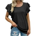 thumbnail image 1 of Timegard Womens Tops Eyelet Scoop Neck Ruffle Cap Sleeve Tee Summer Beach Casual Loose Comfy Shirt Tops, 1 of 8