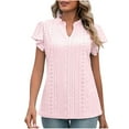 thumbnail image 1 of Timegard Womens Tops Eyelet V Neck Ruffle Cap Sleeve Tee Summer Beach Comfy Dressy Casual Tunic Top, 1 of 7