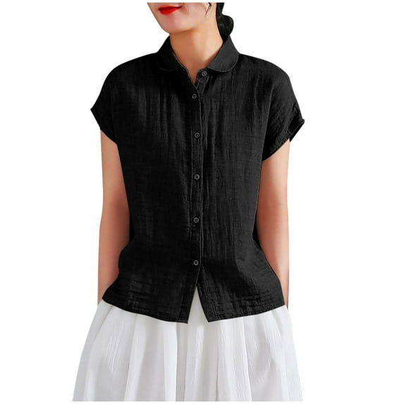Timegard Womens Tops Lapel Neck Button up Shirts Lightweight Fitting Solid Color Casual Blouse Fashion
