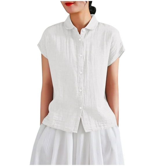 Timegard Womens Tops Lapel Neck Button up Shirts Lightweight Fitting Solid Color Casual Blouse Fashion