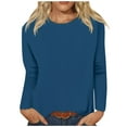 thumbnail image 1 of Timegard Womens Tops Long Sleeve Round Neck Solid Color Basic Tee Fall Casual Comfy Loose Tops Blouse, 1 of 5
