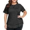thumbnail image 1 of Timegard Womens Tops Plus Size Drop Shoulder Short Sleeve Blouse Casual Crewneck Loose Tops Summer, 1 of 5