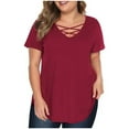 thumbnail image 1 of Timegard Womens Tops Plus Size V Neck Drop Shoulder Comfy Solid Color Tee Shirts Summer Casual Tops, 1 of 7