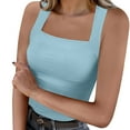 thumbnail image 1 of Timegard Womens Tops Ribbed Square Neck Wide Strap Sleeveless Slim Comfy Casual Going out Top Camis, 1 of 8