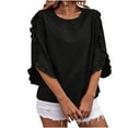 thumbnail image 1 of Timegard Womens Tops Ruffle Half Sleeve Crewneck Loose Comfy Tops Blouse Casual Summer Spring Solid Color, 1 of 7