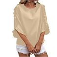 thumbnail image 1 of Timegard Womens Tops Ruffle Half Sleeve Crewneck Loose Comfy Tops Blouse Casual Summer Spring Solid Color, 1 of 7
