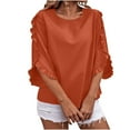 thumbnail image 1 of Timegard Womens Tops Ruffle Half Sleeve Crewneck Loose Comfy Tops Blouse Casual Summer Spring Solid Color, 1 of 7