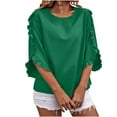 thumbnail image 1 of Timegard Womens Tops Ruffle Half Sleeve Crewneck Loose Comfy Tops Blouse Casual Summer Spring Solid Color, 1 of 8