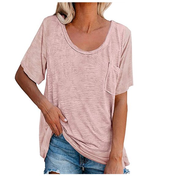 Timegard Womens Tops Scoop Neck Drop Shoulder Loose Comfy Basic Tee Casual Workout Running Blouse Tops