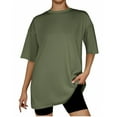 thumbnail image 1 of Timegard Womens Tops Short Sleeve Crewneck Loose Comfy Basic Tee Casual Drop Shoulder Oversized Top, 1 of 6