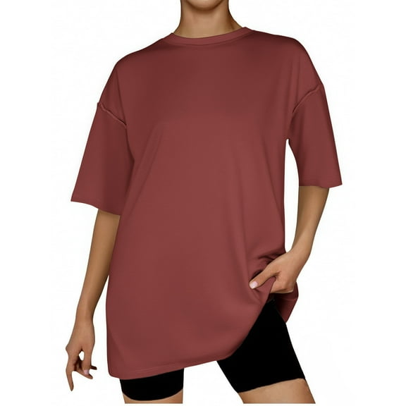 Timegard Womens Tops Short Sleeve Crewneck Loose Comfy Basic Tee Casual Drop Shoulder Oversized Top