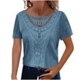 thumbnail image 1 of Timegard Womens Tops Summer Beach Ribbed Lace Scoop Neck Comfy Drop Shoulder Tee Shirts Casual Top, 1 of 7