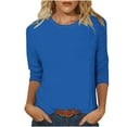 thumbnail image 1 of Timegard Womens Tops Summer Crewneck 3/4 Sleeve Comfy Solid Color Basic Tshirts Casual Loose Tops Blouses, 1 of 5