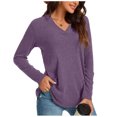 thumbnail image 1 of Timegard Womens Tops V Neck Comfy Solid Color Blouse Basic Tee Shirts Fall Casual Loose Long Sleeve Tops, 1 of 7